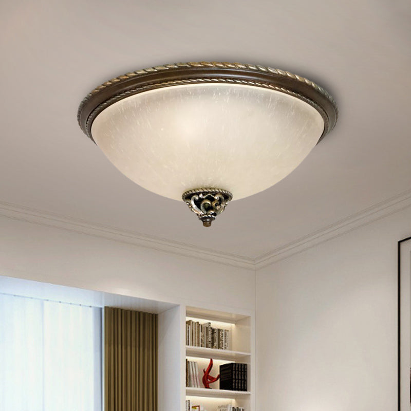 3 Heads Flush Mount Light Retro Dome Frosted Glass Ceiling Mounted Fixture in Black Clearhalo 'Ceiling Lights' 'Close To Ceiling Lights' 'Close to ceiling' 'Flush mount' Lighting' 813352