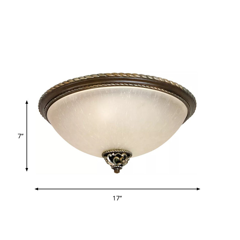 3 Heads Flush Mount Light Retro Dome Frosted Glass Ceiling Mounted Fixture in Black Clearhalo 'Ceiling Lights' 'Close To Ceiling Lights' 'Close to ceiling' 'Flush mount' Lighting' 813354