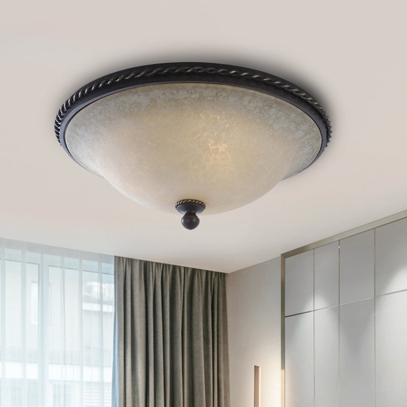 Traditionalist Dome Ceiling Light 3 Heads Frosted Glass Flush Mount Lighting in Black Black Clearhalo 'Ceiling Lights' 'Close To Ceiling Lights' 'Close to ceiling' 'Flush mount' Lighting' 813355