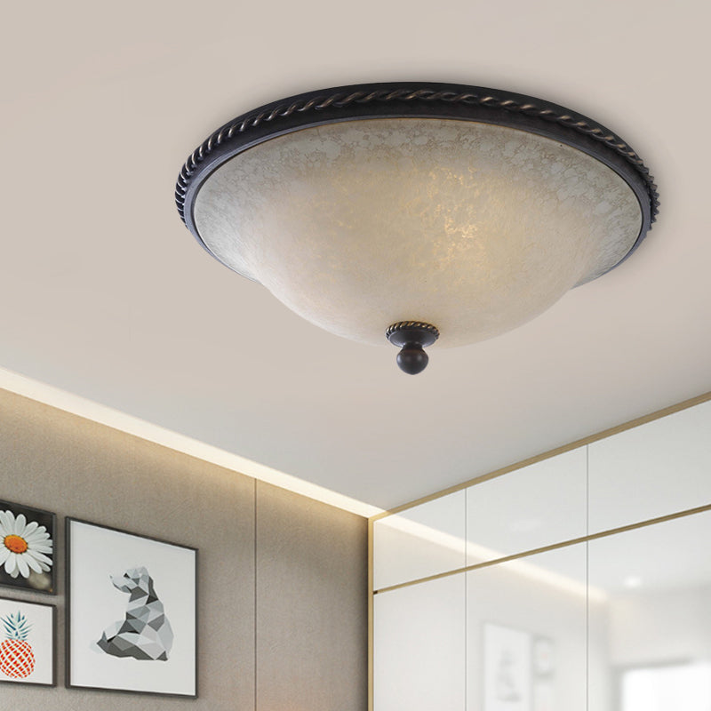 Traditionalist Dome Ceiling Light 3 Heads Frosted Glass Flush Mount Lighting in Black Clearhalo 'Ceiling Lights' 'Close To Ceiling Lights' 'Close to ceiling' 'Flush mount' Lighting' 813356