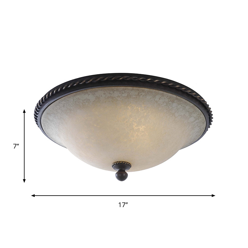 Traditionalist Dome Ceiling Light 3 Heads Frosted Glass Flush Mount Lighting in Black Clearhalo 'Ceiling Lights' 'Close To Ceiling Lights' 'Close to ceiling' 'Flush mount' Lighting' 813358