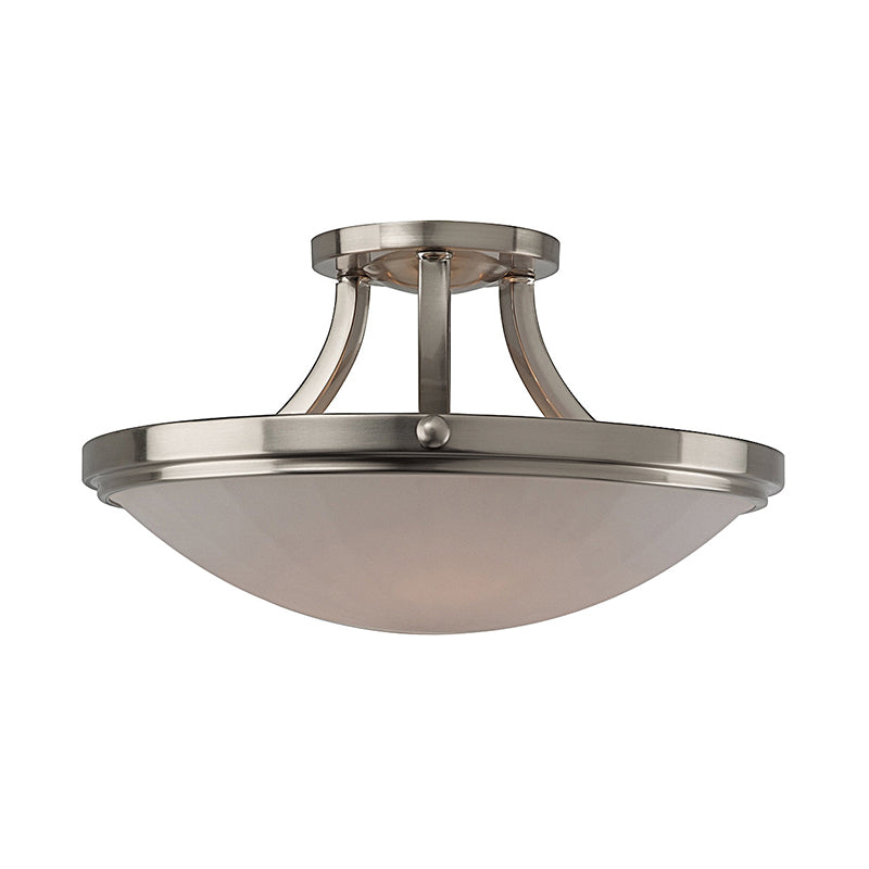 Black/Silver 3-Light Semi Flush Mount Classic Frosted Glass Bowl Flush Light Fixture for Bedroom Clearhalo 'Ceiling Lights' 'Close To Ceiling Lights' 'Close to ceiling' 'Glass shade' 'Glass' 'Semi-flushmount' Lighting' 813366