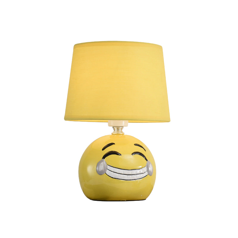 Cartoon 1 Head Desk Lamp with Porcelain White/Yellow Smile/Star/Plant Reading Book Light for Study Room Clearhalo 'Lamps' 'Table Lamps' Lighting' 813431