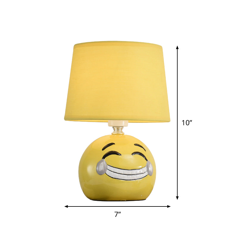 Cartoon 1 Head Desk Lamp with Porcelain White/Yellow Smile/Star/Plant Reading Book Light for Study Room Clearhalo 'Lamps' 'Table Lamps' Lighting' 813433