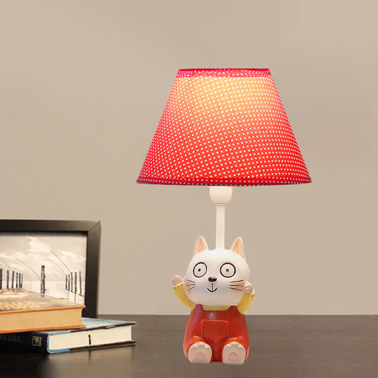 Cat Study Room Reading Lamp Resin 1 Head Cartoon Task Lighting in Red/Blue with Letter/Spots Shade Red Spot Clearhalo 'Lamps' 'Table Lamps' Lighting' 813463