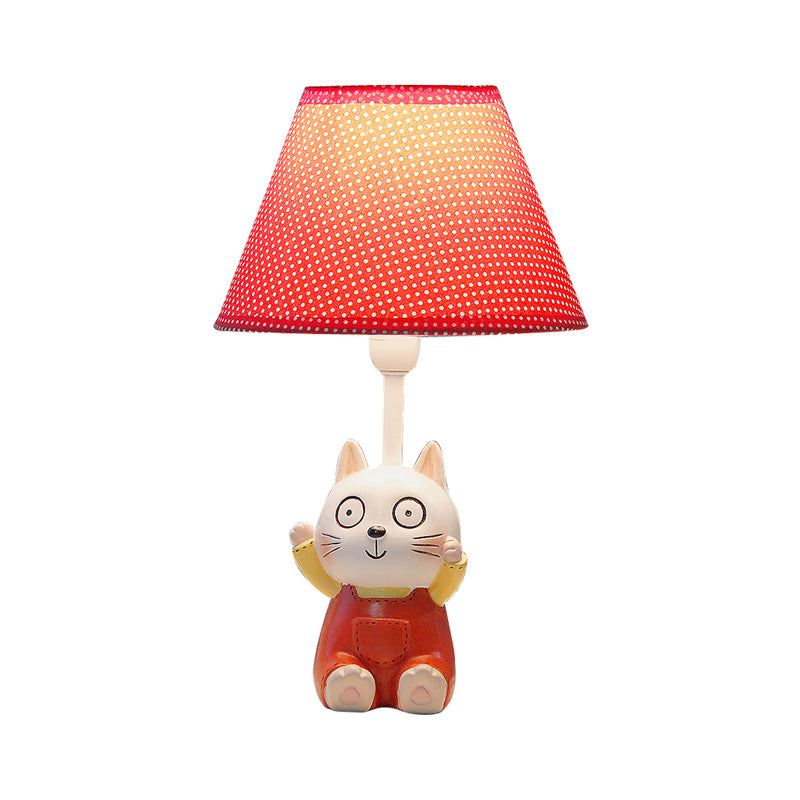 Cat Study Room Reading Lamp Resin 1 Head Cartoon Task Lighting in Red/Blue with Letter/Spots Shade Clearhalo 'Lamps' 'Table Lamps' Lighting' 813464