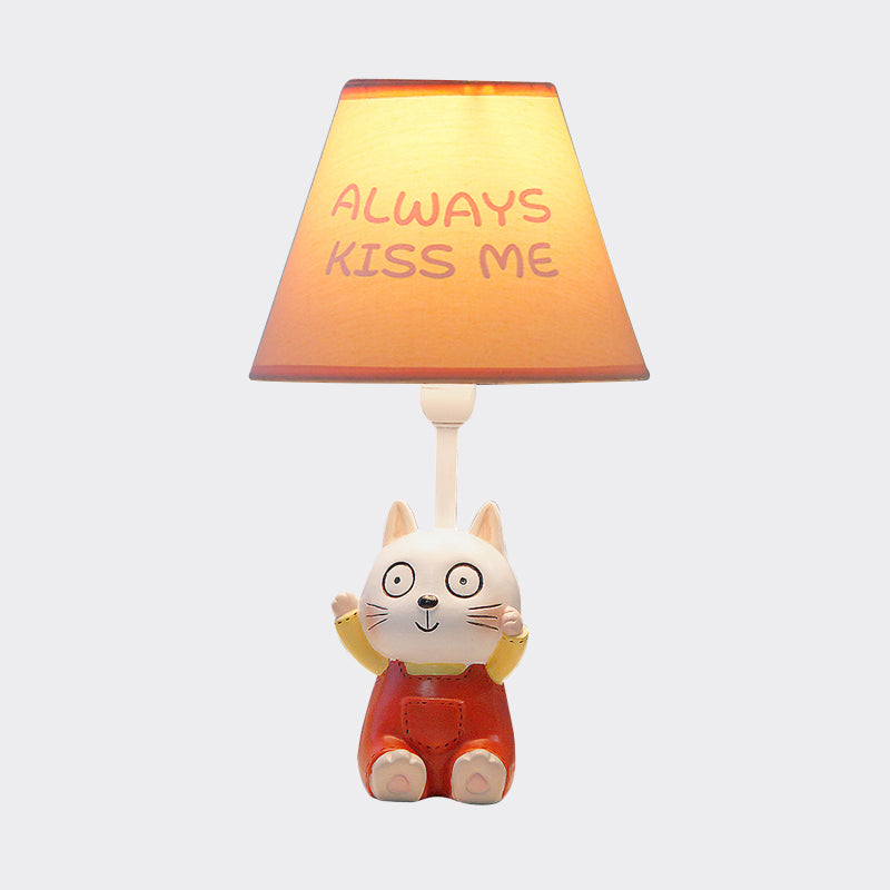 Cat Study Room Reading Lamp Resin 1 Head Cartoon Task Lighting in Red/Blue with Letter/Spots Shade Clearhalo 'Lamps' 'Table Lamps' Lighting' 813470