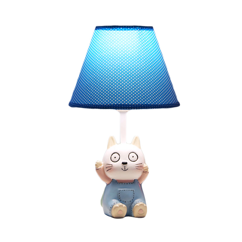 Cat Study Room Reading Lamp Resin 1 Head Cartoon Task Lighting in Red/Blue with Letter/Spots Shade Clearhalo 'Lamps' 'Table Lamps' Lighting' 813473