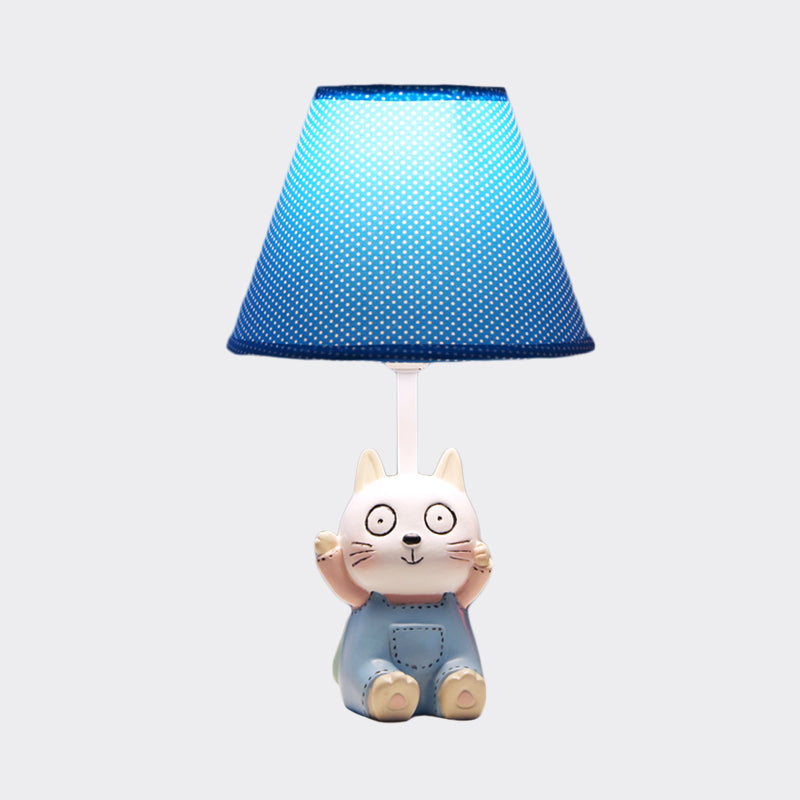 Cat Study Room Reading Lamp Resin 1 Head Cartoon Task Lighting in Red/Blue with Letter/Spots Shade Clearhalo 'Lamps' 'Table Lamps' Lighting' 813474