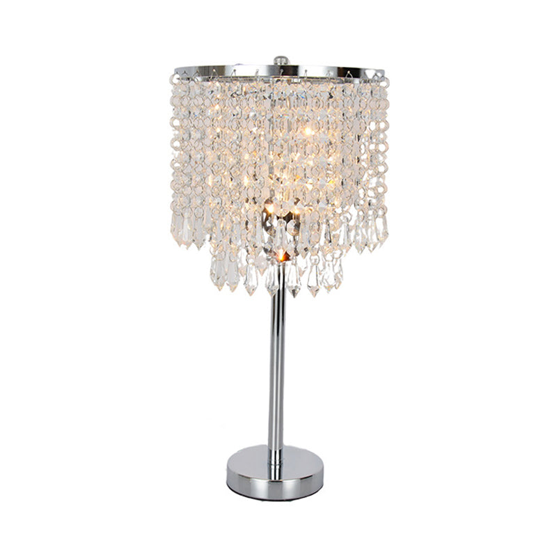 Crystal Chain Draped Table Light Modern Stylish 1 Head Bedroom Night Lamp in Polished Chrome Clearhalo 'Lamps' 'Table Lamps' Lighting' 813533