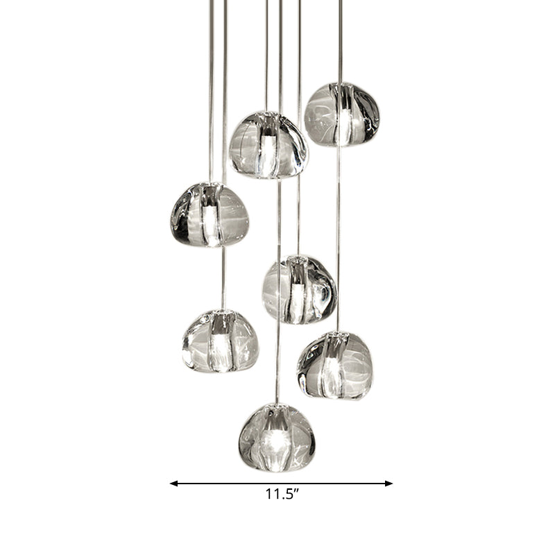 5/7 Lights Irregular Ball Cluster Pendant Light Minimal Clear Crystal Hanging Lighting for Living Room Clearhalo 'Ceiling Lights' 'Modern Pendants' 'Modern' 'Pendant Lights' 'Pendants' Lighting' 813609