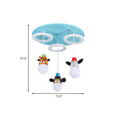 Ring Acrylic Multi-Pendant Cartoon 3 Lights Blue LED Suspension Light with Animals Deco Clearhalo 'Ceiling Lights' 'Pendant Lights' 'Pendants' Lighting' 813710