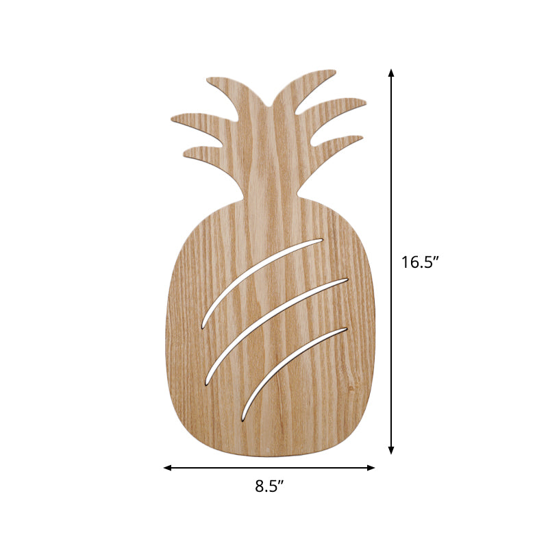 Modern Led Sconce Lighting with Wood Shade Beige Car/Pineapple/Cactus Wall Mounted Light for Bedroom Clearhalo 'Wall Lamps & Sconces' 'Wall Lights' Lighting' 813780