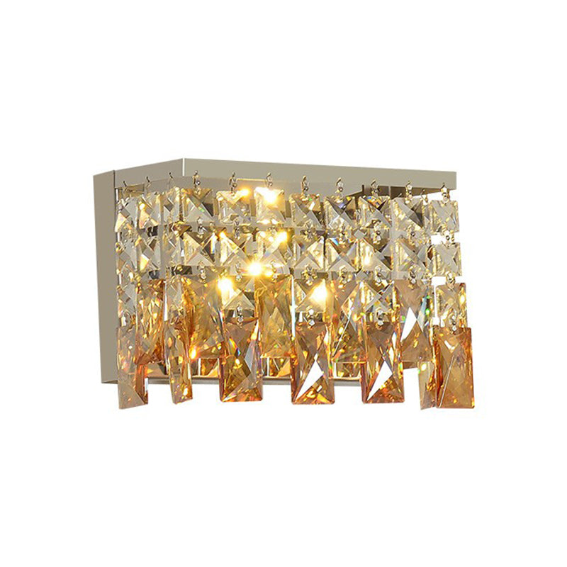 LED Wall Lamp Contemporary Corridor Wall Mount Light Fixture with Rectangle Amber Crystal Shade Clearhalo 'Modern wall lights' 'Modern' 'Wall Lamps & Sconces' 'Wall Lights' Lighting' 813788