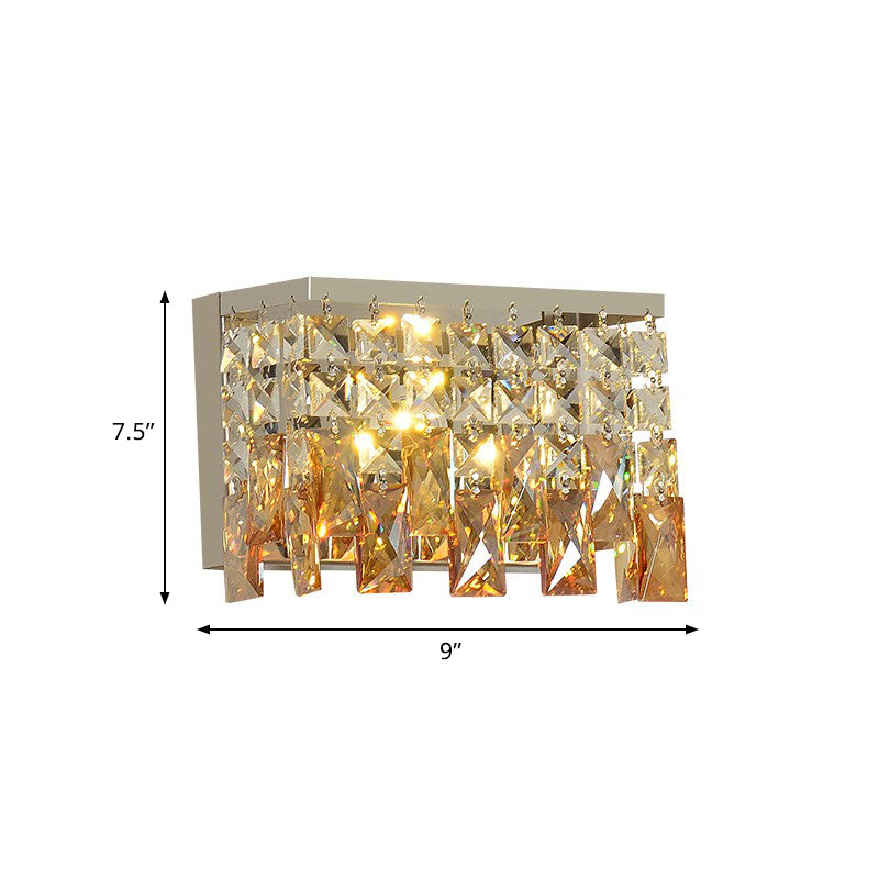 LED Wall Lamp Contemporary Corridor Wall Mount Light Fixture with Rectangle Amber Crystal Shade Clearhalo 'Modern wall lights' 'Modern' 'Wall Lamps & Sconces' 'Wall Lights' Lighting' 813789