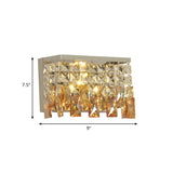 LED Wall Lamp Contemporary Corridor Wall Mount Light Fixture with Rectangle Amber Crystal Shade Clearhalo 'Modern wall lights' 'Modern' 'Wall Lamps & Sconces' 'Wall Lights' Lighting' 813789