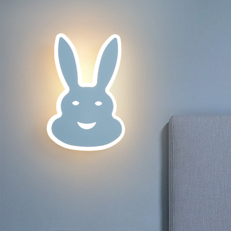 Macaroon Rabbit/Fish Wall Lamp Iron Children Bedroom LED Wall Sconce Lighting Fixture in White/Pink/Blue Clearhalo 'Wall Lamps & Sconces' 'Wall Lights' Lighting' 813829