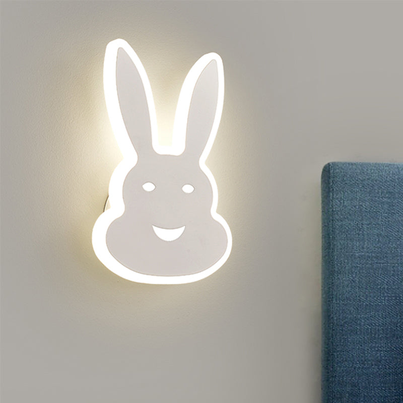 Macaroon Rabbit/Fish Wall Lamp Iron Children Bedroom LED Wall Sconce Lighting Fixture in White/Pink/Blue White Rabbit Clearhalo 'Wall Lamps & Sconces' 'Wall Lights' Lighting' 813832