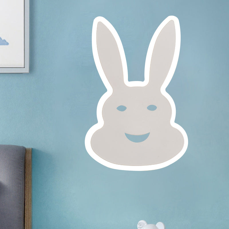 Macaroon Rabbit/Fish Wall Lamp Iron Children Bedroom LED Wall Sconce Lighting Fixture in White/Pink/Blue Clearhalo 'Wall Lamps & Sconces' 'Wall Lights' Lighting' 813833