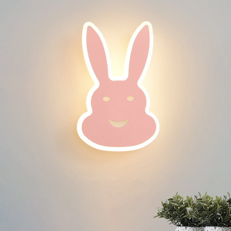 Macaroon Rabbit/Fish Wall Lamp Iron Children Bedroom LED Wall Sconce Lighting Fixture in White/Pink/Blue Clearhalo 'Wall Lamps & Sconces' 'Wall Lights' Lighting' 813837