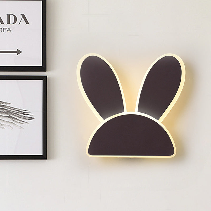 Rabbit Wall Sconce Light Fixture Kids Iron Black/White LED Wall Mounted Lighting for Living Room Black Clearhalo 'Wall Lamps & Sconces' 'Wall Lights' Lighting' 813849