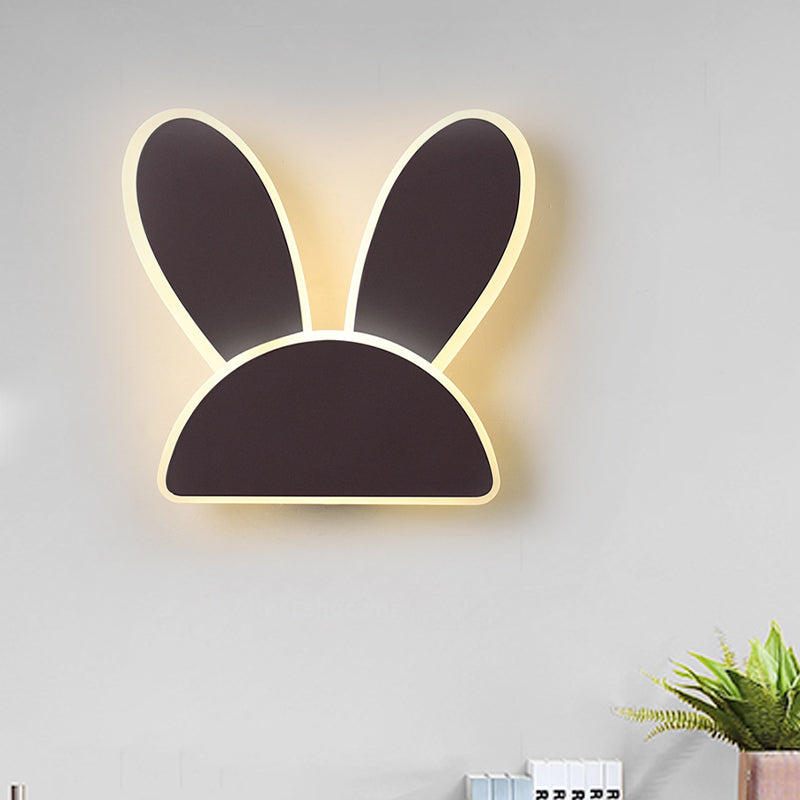 Rabbit Wall Sconce Light Fixture Kids Iron Black/White LED Wall Mounted Lighting for Living Room Clearhalo 'Wall Lamps & Sconces' 'Wall Lights' Lighting' 813850