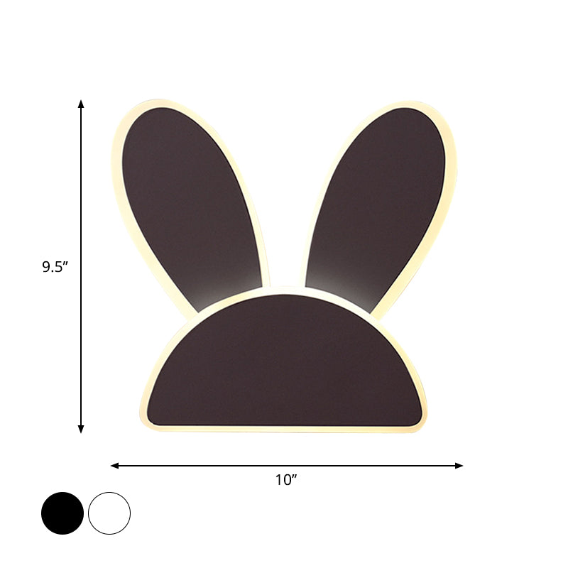 Rabbit Wall Sconce Light Fixture Kids Iron Black/White LED Wall Mounted Lighting for Living Room Clearhalo 'Wall Lamps & Sconces' 'Wall Lights' Lighting' 813852