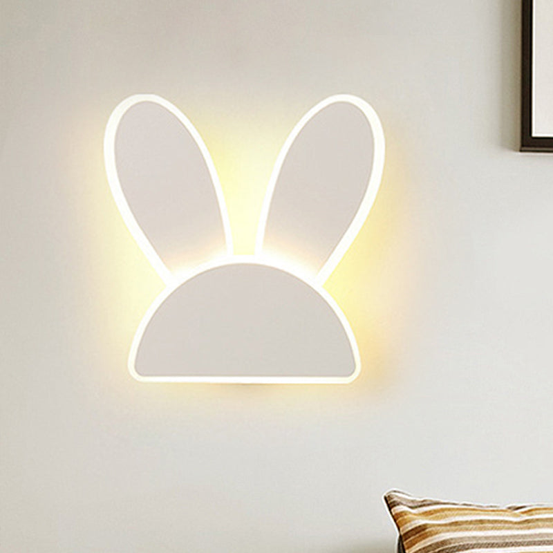 Rabbit Wall Sconce Light Fixture Kids Iron Black/White LED Wall Mounted Lighting for Living Room White Clearhalo 'Wall Lamps & Sconces' 'Wall Lights' Lighting' 813853