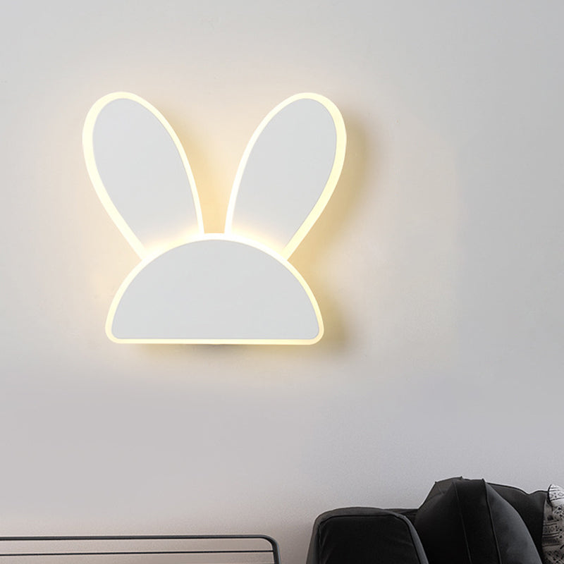 Rabbit Wall Sconce Light Fixture Kids Iron Black/White LED Wall Mounted Lighting for Living Room Clearhalo 'Wall Lamps & Sconces' 'Wall Lights' Lighting' 813854