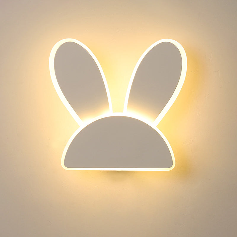 Rabbit Wall Sconce Light Fixture Kids Iron Black/White LED Wall Mounted Lighting for Living Room Clearhalo 'Wall Lamps & Sconces' 'Wall Lights' Lighting' 813856