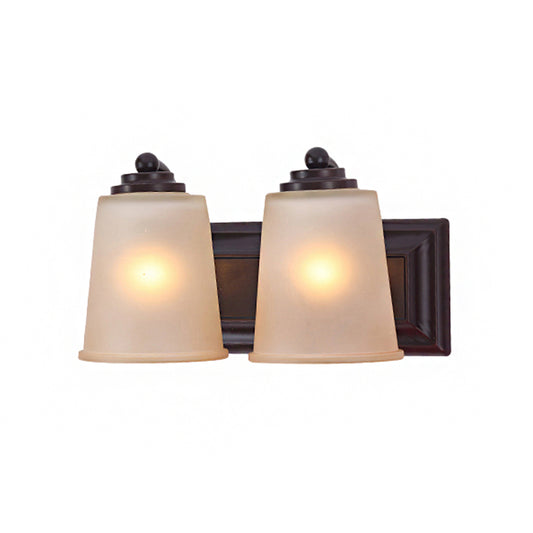 2 Lights Tapered Wall Lamp Traditionalism Black Frosted Glass Wall Sconce Light Fixture Clearhalo 'Wall Lamps & Sconces' 'Wall Lights' Lighting' 813960