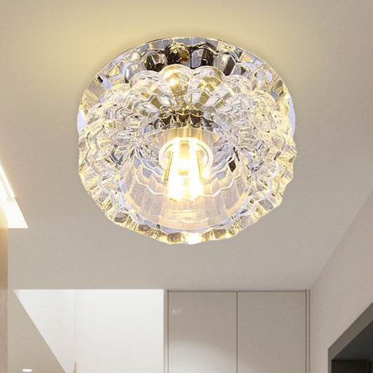 Clear Crystal Flush Mount Lighting Fixture Flower LED Contemporary Ceiling Lamp for Corridor Clear Clearhalo 'Ceiling Lights' 'Close To Ceiling Lights' 'Close to ceiling' 'Flush mount' Lighting' 813970