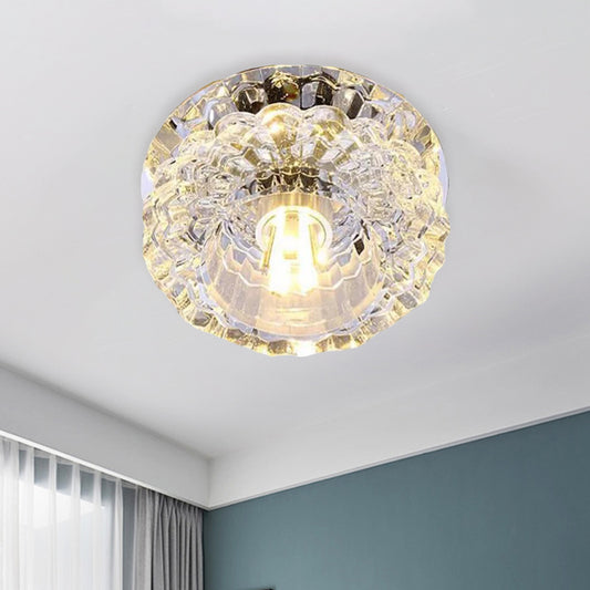 Clear Crystal Flush Mount Lighting Fixture Flower LED Contemporary Ceiling Lamp for Corridor Clearhalo 'Ceiling Lights' 'Close To Ceiling Lights' 'Close to ceiling' 'Flush mount' Lighting' 813971