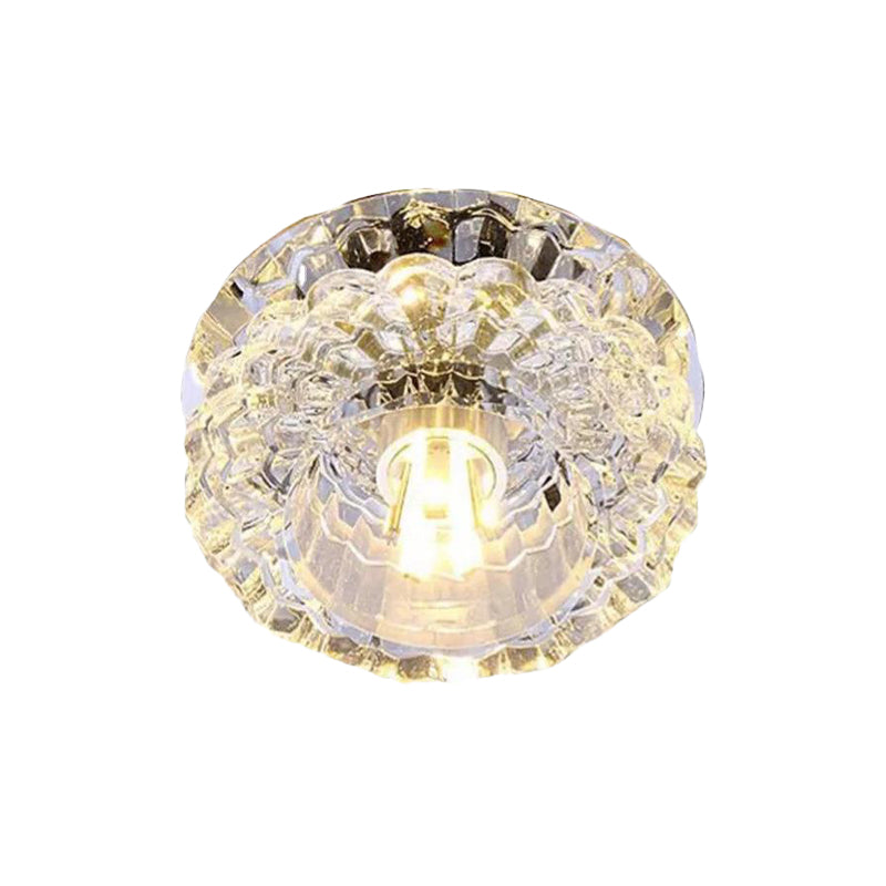 Clear Crystal Flush Mount Lighting Fixture Flower LED Contemporary Ceiling Lamp for Corridor Clearhalo 'Ceiling Lights' 'Close To Ceiling Lights' 'Close to ceiling' 'Flush mount' Lighting' 813972