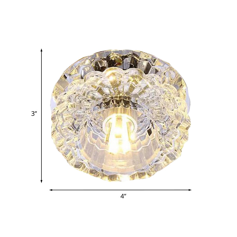 Clear Crystal Flush Mount Lighting Fixture Flower LED Contemporary Ceiling Lamp for Corridor Clearhalo 'Ceiling Lights' 'Close To Ceiling Lights' 'Close to ceiling' 'Flush mount' Lighting' 813973