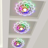 Simple Blossom Flush Mount Ceiling Light LED Clear Faceted Crystal Lighting Fixture for Bedroom, Warm/Multi Color Light Clear Multi Color Clearhalo 'Ceiling Lights' 'Close To Ceiling Lights' 'Close to ceiling' 'Flush mount' Lighting' 813974