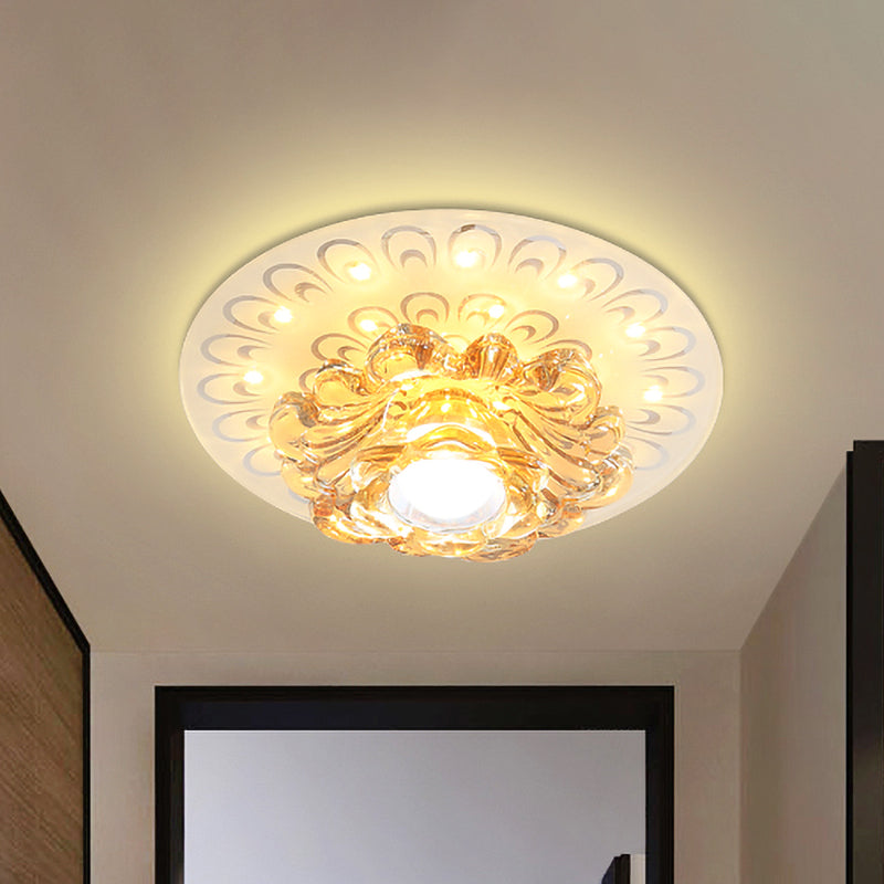 LED Petal Flush Mount Light Modernist Clear Crystal Lighting Fixture with Peacock Tail Pattern Clear Clearhalo 'Ceiling Lights' 'Close To Ceiling Lights' 'Close to ceiling' 'Flush mount' Lighting' 813982