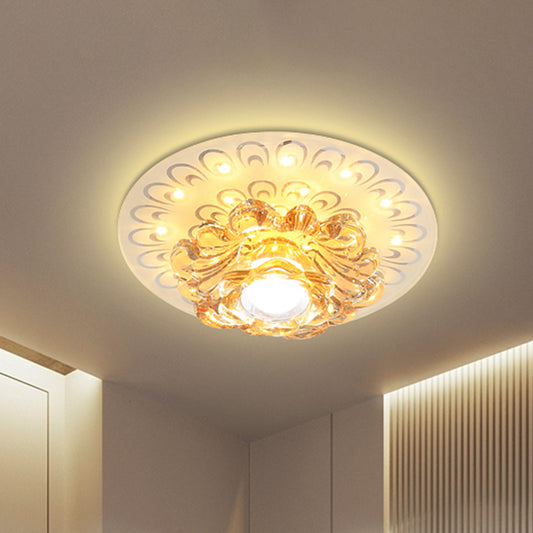 LED Petal Flush Mount Light Modernist Clear Crystal Lighting Fixture with Peacock Tail Pattern Clearhalo 'Ceiling Lights' 'Close To Ceiling Lights' 'Close to ceiling' 'Flush mount' Lighting' 813983