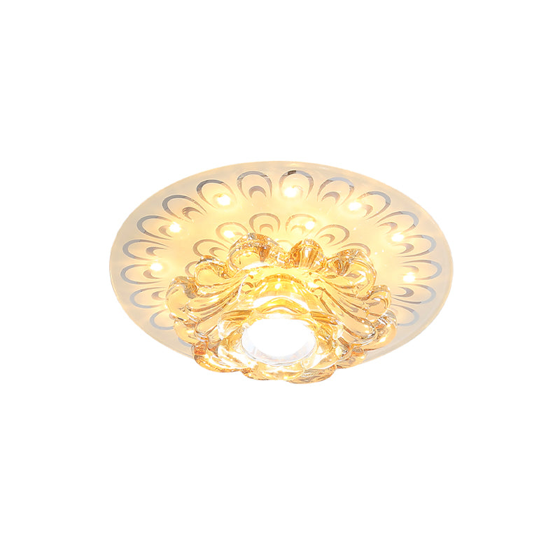 LED Petal Flush Mount Light Modernist Clear Crystal Lighting Fixture with Peacock Tail Pattern Clearhalo 'Ceiling Lights' 'Close To Ceiling Lights' 'Close to ceiling' 'Flush mount' Lighting' 813984