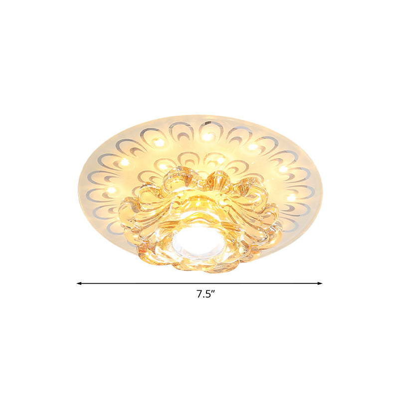 LED Petal Flush Mount Light Modernist Clear Crystal Lighting Fixture with Peacock Tail Pattern Clearhalo 'Ceiling Lights' 'Close To Ceiling Lights' 'Close to ceiling' 'Flush mount' Lighting' 813985