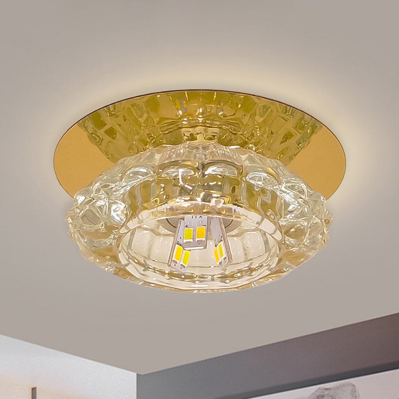 Flower Clear Faceted Crystal Flush Light Fixture Minimalist LED Corridor Close to Ceiling Lamp Clear Clearhalo 'Ceiling Lights' 'Close To Ceiling Lights' 'Close to ceiling' 'Flush mount' Lighting' 813986