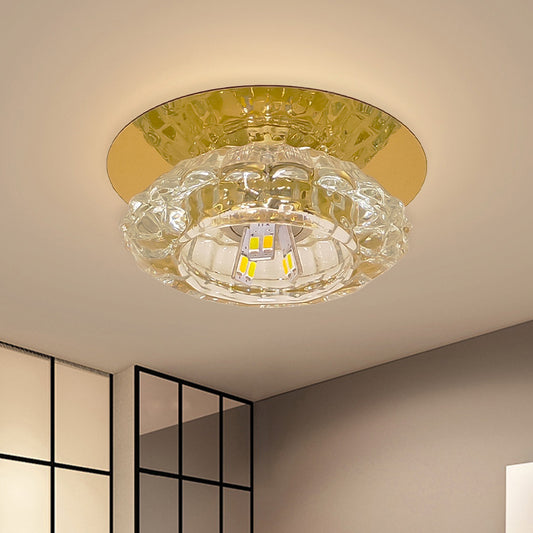 Flower Clear Faceted Crystal Flush Light Fixture Minimalist LED Corridor Close to Ceiling Lamp Clearhalo 'Ceiling Lights' 'Close To Ceiling Lights' 'Close to ceiling' 'Flush mount' Lighting' 813987