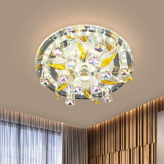 LED Flushmount Ceiling Lamp Modernist Fish and Flower Clear Crystal Lighting Fixture for Porch Clear Clearhalo 'Ceiling Lights' 'Close To Ceiling Lights' 'Close to ceiling' 'Flush mount' Lighting' 813990