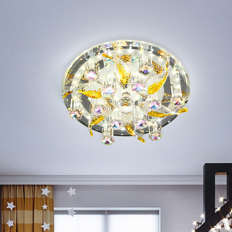 LED Flushmount Ceiling Lamp Modernist Fish and Flower Clear Crystal Lighting Fixture for Porch Clearhalo 'Ceiling Lights' 'Close To Ceiling Lights' 'Close to ceiling' 'Flush mount' Lighting' 813991