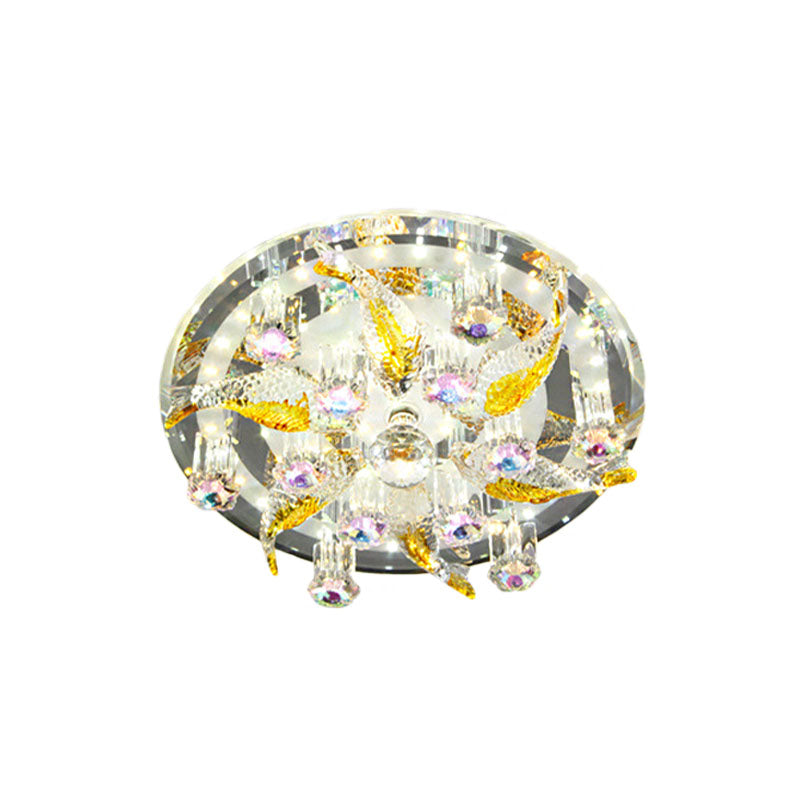 LED Flushmount Ceiling Lamp Modernist Fish and Flower Clear Crystal Lighting Fixture for Porch Clearhalo 'Ceiling Lights' 'Close To Ceiling Lights' 'Close to ceiling' 'Flush mount' Lighting' 813992