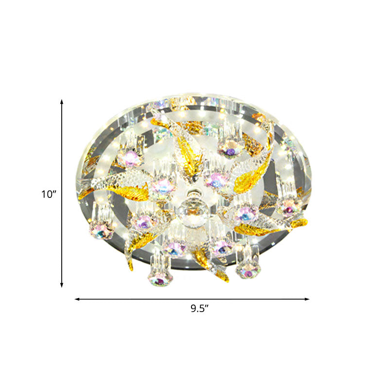 LED Flushmount Ceiling Lamp Modernist Fish and Flower Clear Crystal Lighting Fixture for Porch Clearhalo 'Ceiling Lights' 'Close To Ceiling Lights' 'Close to ceiling' 'Flush mount' Lighting' 813993