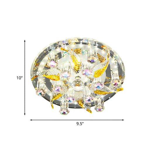 LED Flushmount Ceiling Lamp Modernist Fish and Flower Clear Crystal Lighting Fixture for Porch Clearhalo 'Ceiling Lights' 'Close To Ceiling Lights' 'Close to ceiling' 'Flush mount' Lighting' 813993