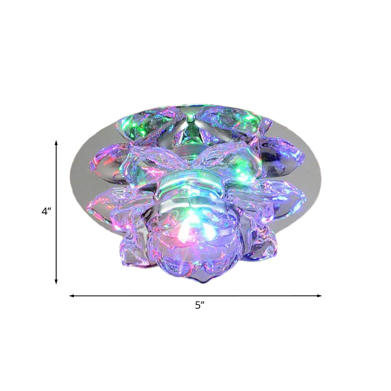 Clear Faceted Crystal Lotus Flush Ceiling Light Modern LED Lighting Fixture for Bedroom in Warm/White/Multi Color Light Clearhalo 'Ceiling Lights' 'Close To Ceiling Lights' 'Close to ceiling' 'Flush mount' Lighting' 814001