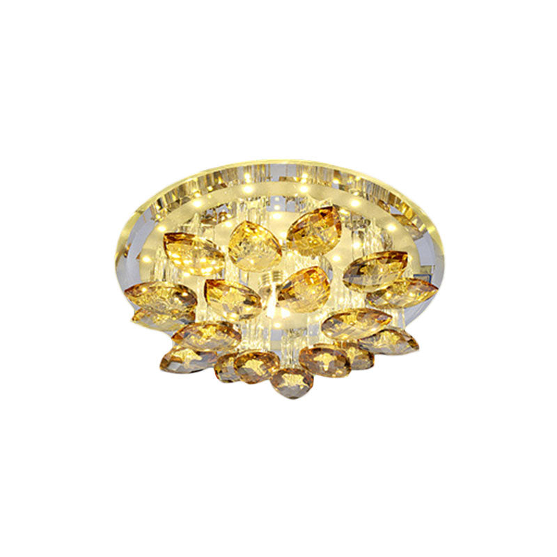 Amber Crystal Flush Mount Lamp Teardrop LED Simple Ceiling Mounted Fixture in Warm/White Light with Prism Column Clearhalo 'Ceiling Lights' 'Close To Ceiling Lights' 'Close to ceiling' 'Flush mount' Lighting' 814021