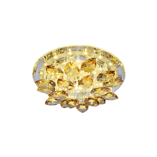 Amber Crystal Flush Mount Lamp Teardrop LED Simple Ceiling Mounted Fixture in Warm/White Light with Prism Column Clearhalo 'Ceiling Lights' 'Close To Ceiling Lights' 'Close to ceiling' 'Flush mount' Lighting' 814021